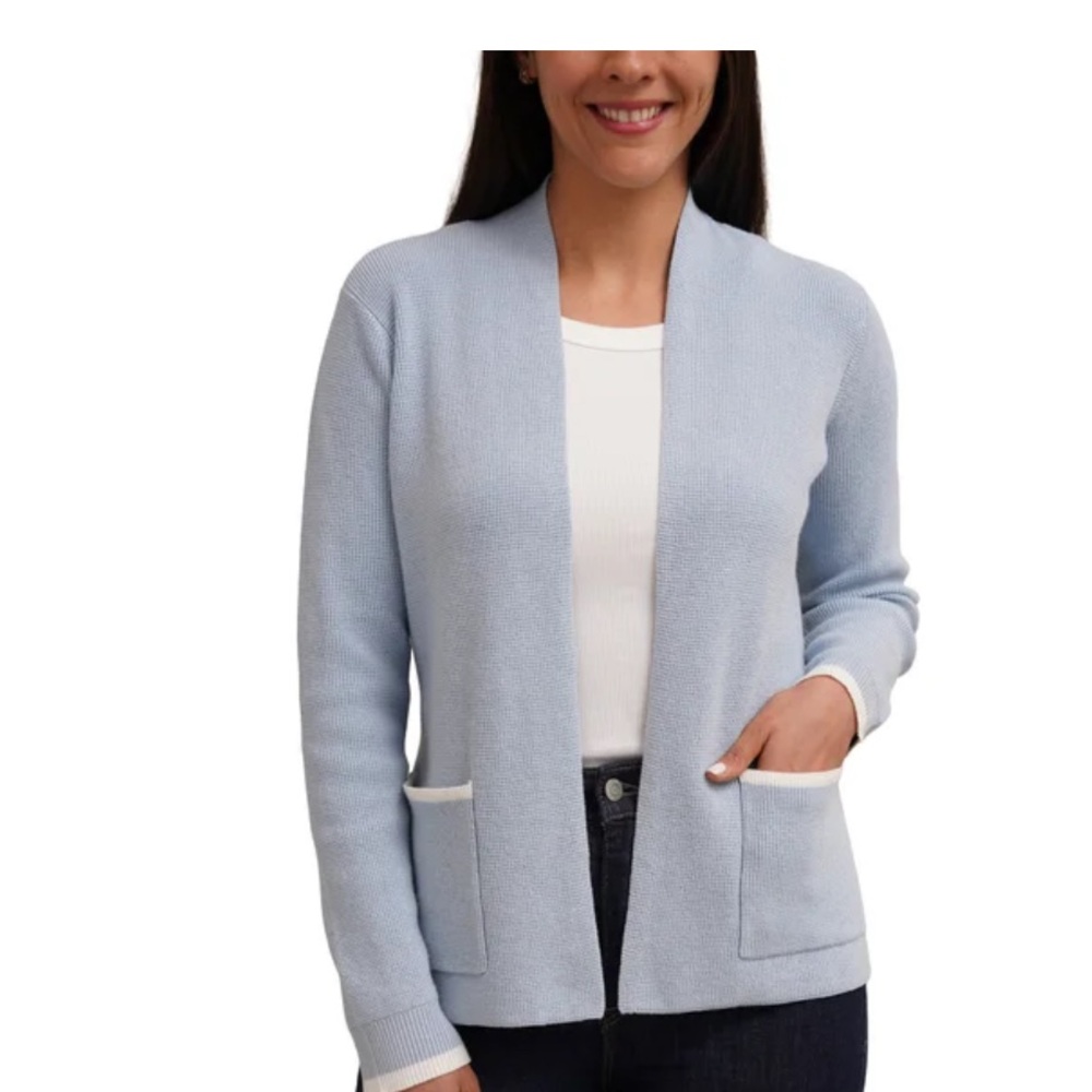 Cyrus Light Blue Open-Front Women's Cardigan Sweater - Picture 4 of 4